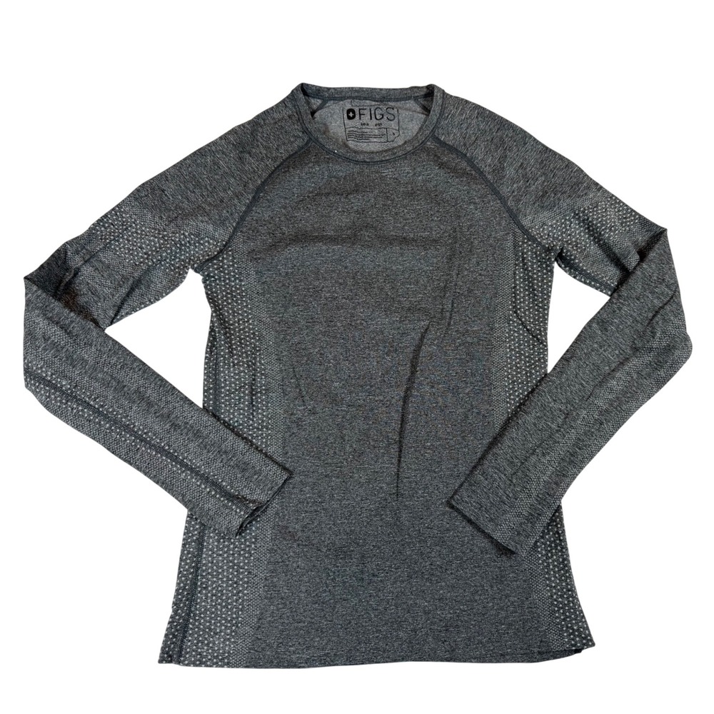 Figs Seamless Long Sleeve Scrub Underscrub Heather Gray Small Base Layer Top